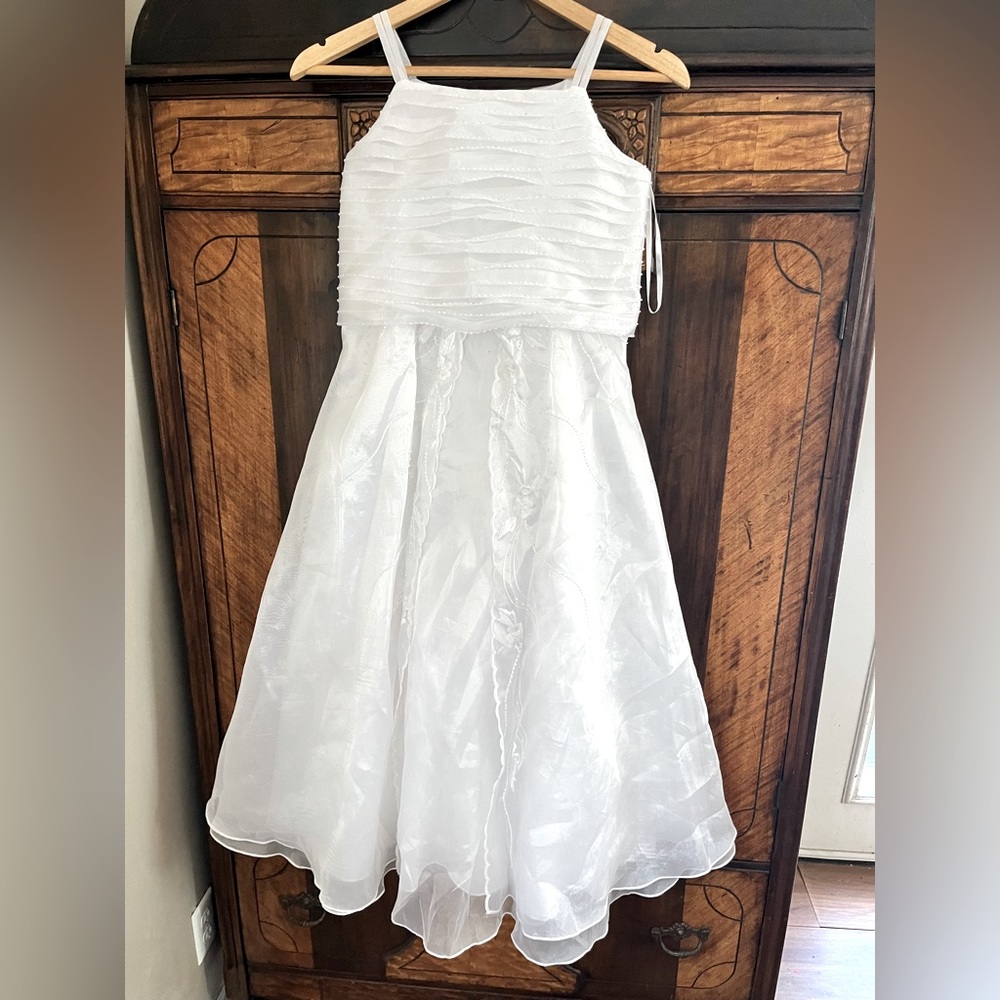 White chic baby inc double layered beaded dress